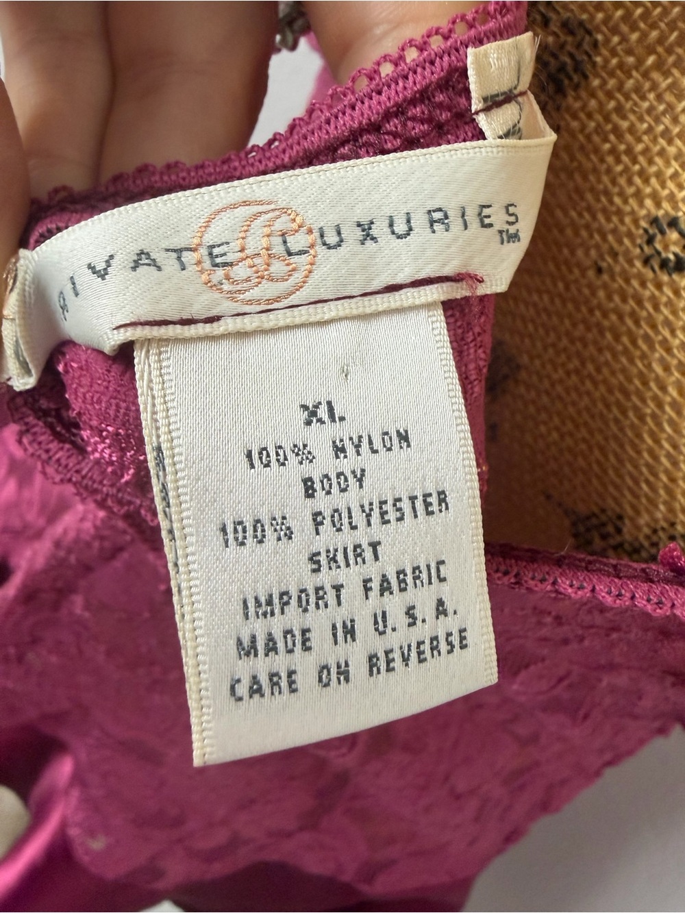 Private Luxuries Vintage Magenta Lace Satin Babydoll Slip Dress L USA - Picture 5 of 6